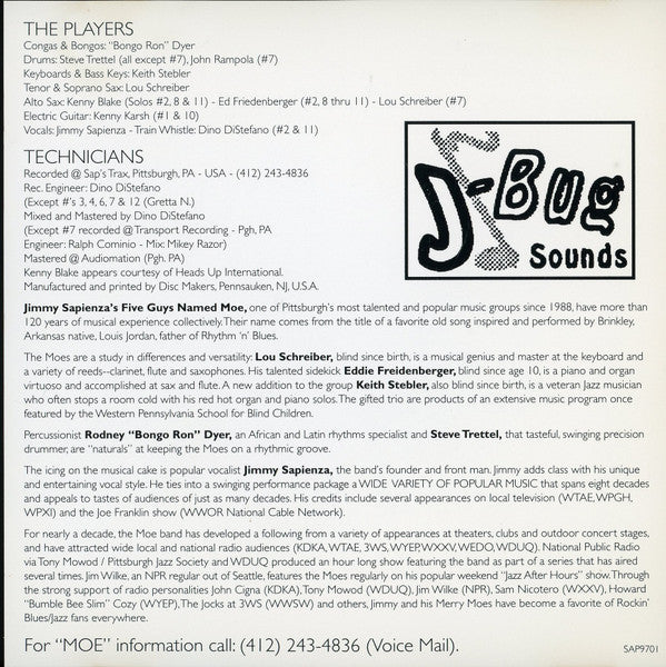 Jimmy Sapienza's Five Guys Named Moe : Jitterbuggin' (CD)