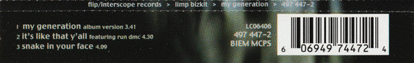 Limp Bizkit : My Generation (CD, Single, CD2)