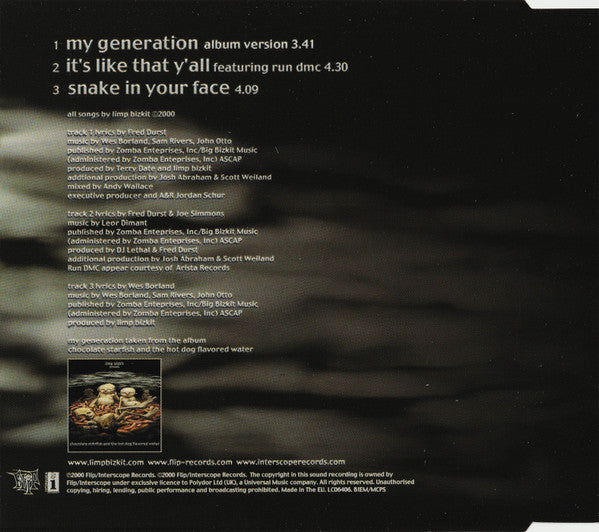 Limp Bizkit : My Generation (CD, Single, CD2)
