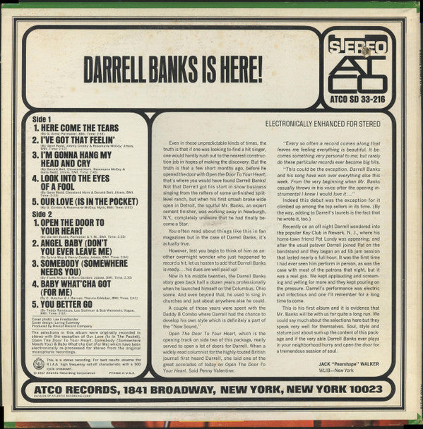 Darrell Banks : Darrell Banks Is Here! (LP, Album)