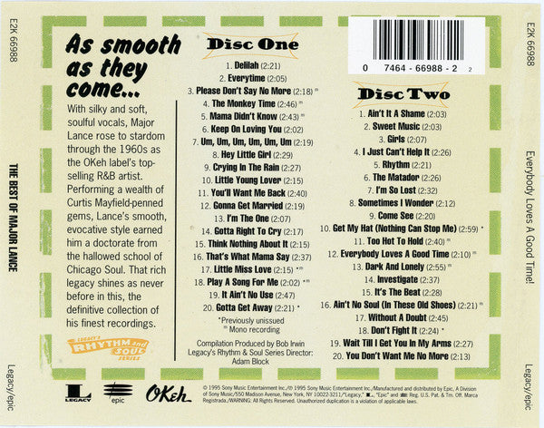 Major Lance : Everybody Loves A Good Time!: The Best Of Major Lance (2xCD, Comp, Mono, RE, RM)