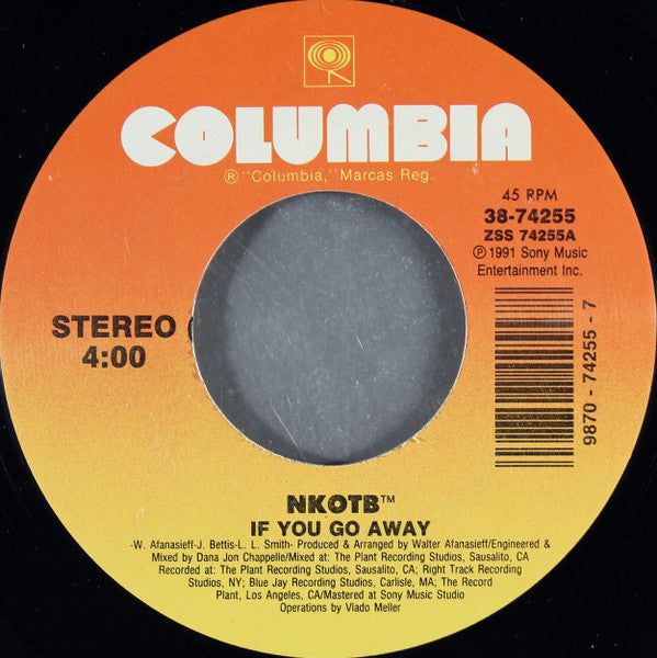 New Kids On The Block : If You Go Away (7", Single)