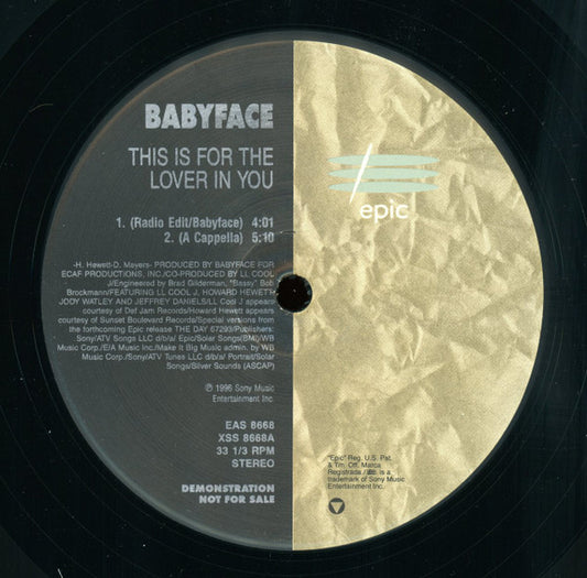 Babyface : This Is For The Lover In You (12", Promo)