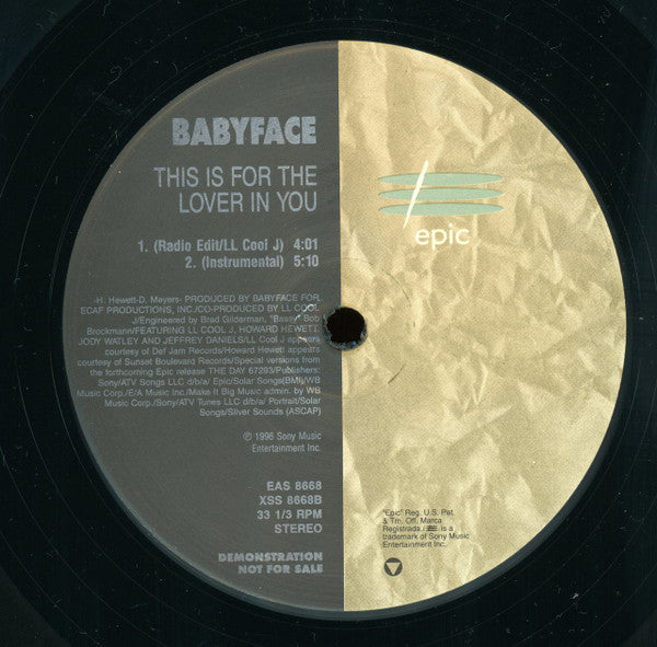 Babyface : This Is For The Lover In You (12", Promo)