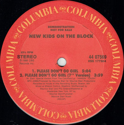 New Kids On The Block : Please Don't Go Girl (12", Single, Promo)