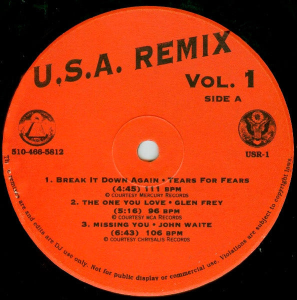 Various : U.S.A. Remix Vol. 1 (12", Promo, Unofficial)