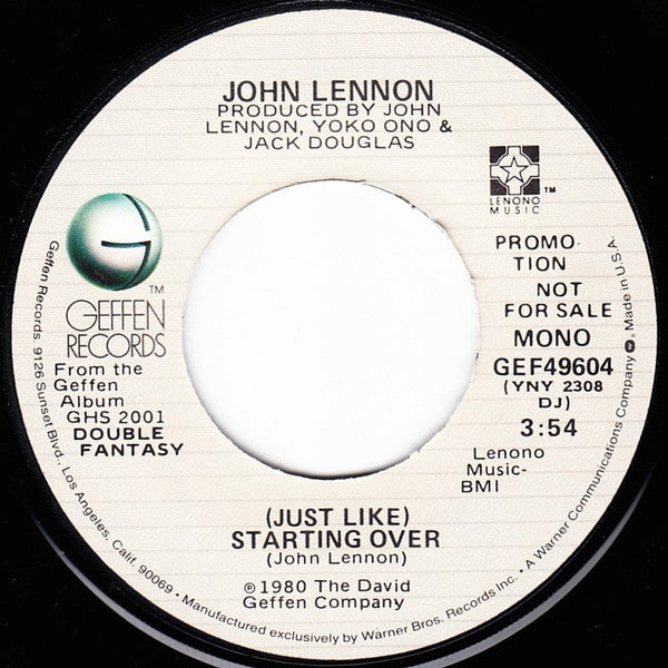 John Lennon : (Just Like) Starting Over (7", Single, Promo, Los)