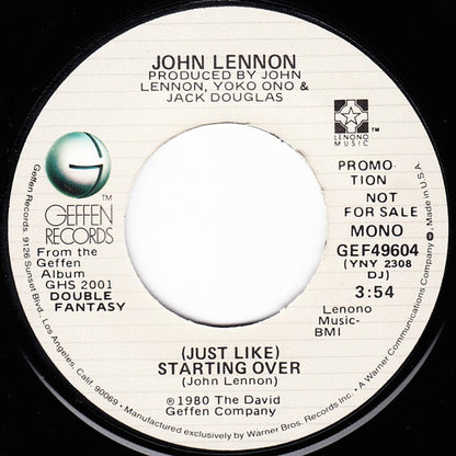 John Lennon : (Just Like) Starting Over (7", Single, Promo, Los)