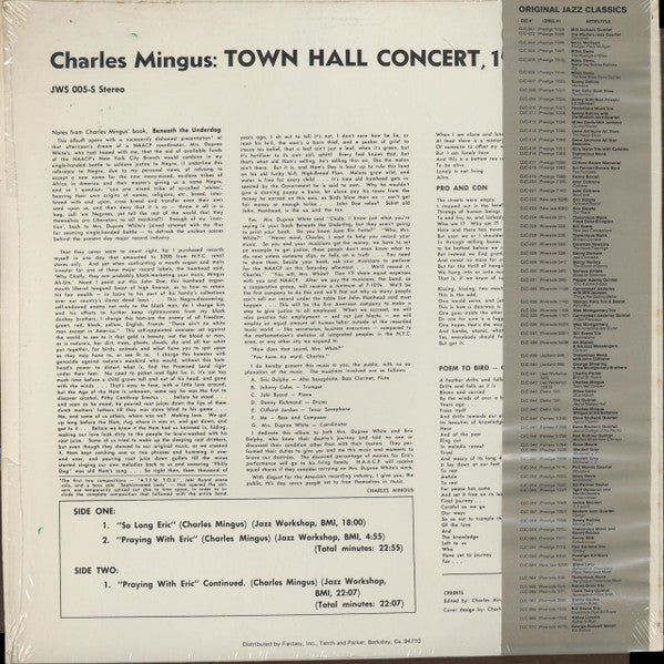 Charles Mingus : Town Hall Concert (LP, Album, RE)