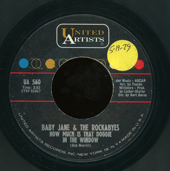 Baby Jane And The Rockabyes : How Much Is That Doggie In The Window (7", Single, Styrene)
