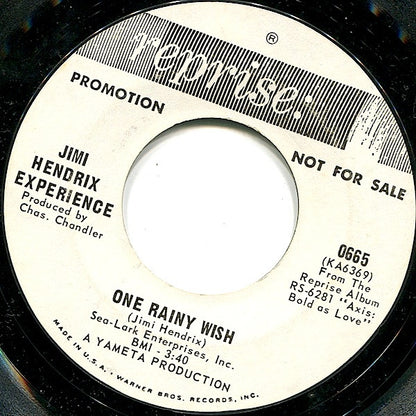 The Jimi Hendrix Experience : Up From The Skies / One Rainy Wish (7", Single, Promo, Styrene, San)