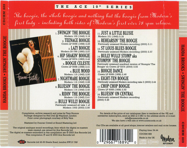 Hadda Brooks : Swingin' The Boogie (CD, Comp)
