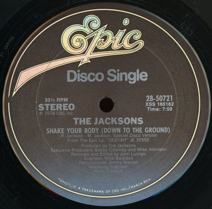 The Jacksons : Shake Your Body (Down To The Ground) (12", Single, Pit)