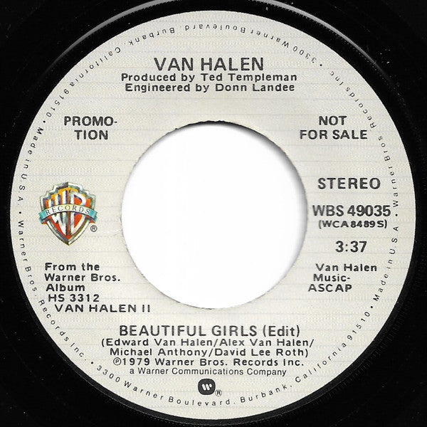 Van Halen : Beautiful Girls (7", Mono, Promo)