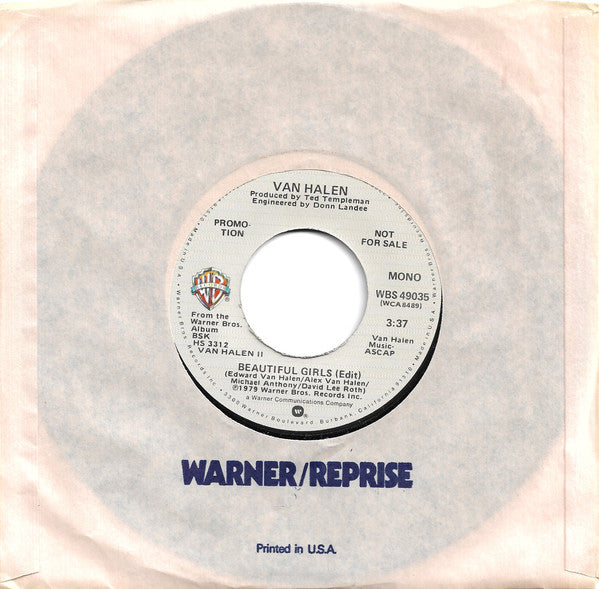 Van Halen : Beautiful Girls (7", Mono, Promo)