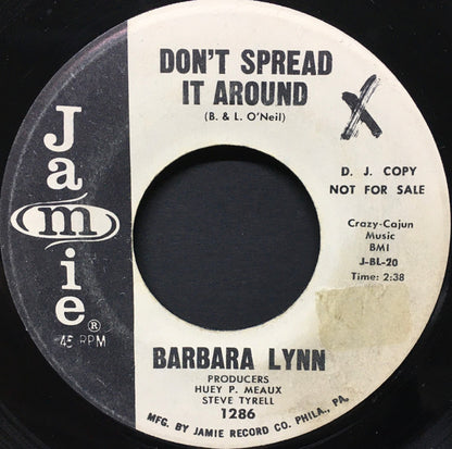 Barbara Lynn : Don't Spread It Around / Let Her Knock Herself Out (7", Promo)