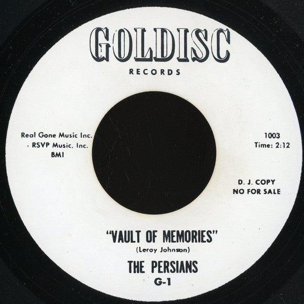 The Persians (5) : Teardrops Are Falling (7", Promo, Unofficial)