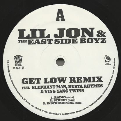 Lil' Jon & The East Side Boyz : Get Low (Remix) / Get Low (Merengue Mix) (12", Promo)