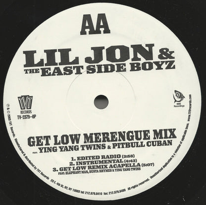 Lil' Jon & The East Side Boyz : Get Low (Remix) / Get Low (Merengue Mix) (12", Promo)