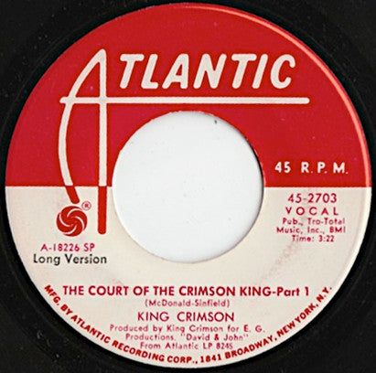 King Crimson : The Court Of The Crimson King-Part 1 (7", Single, Promo, SP )