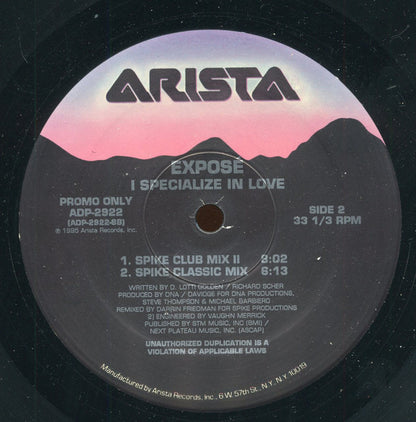Exposé : I Specialize In Love (12", Promo)