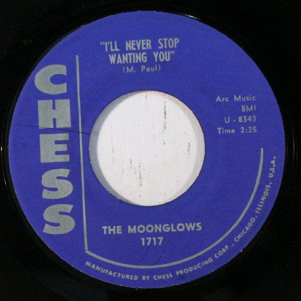 The Moonglows : I'll Never Stop Wanting You / Love Is A River (7", Single)