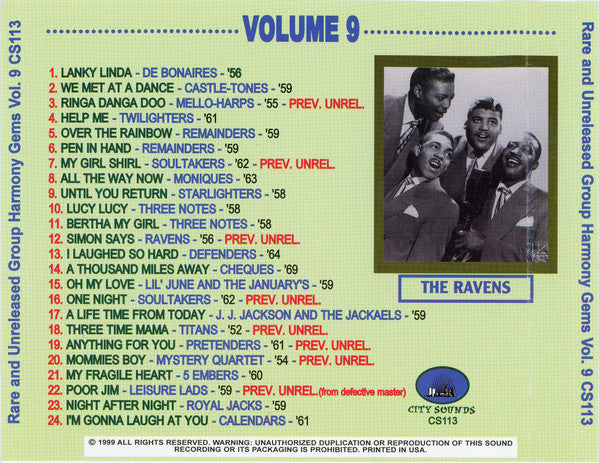 Various : Rare & Unreleased Group Harmony Gems Vol. 9 (CD, Comp)