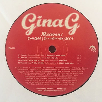 Gina G : Heaven / Ooh Aah (Just A Little Bit) 2004 (12")