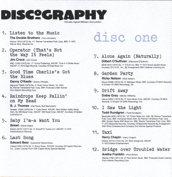 Various : Singers And Songwriters Early '70s (2xCD, Comp)