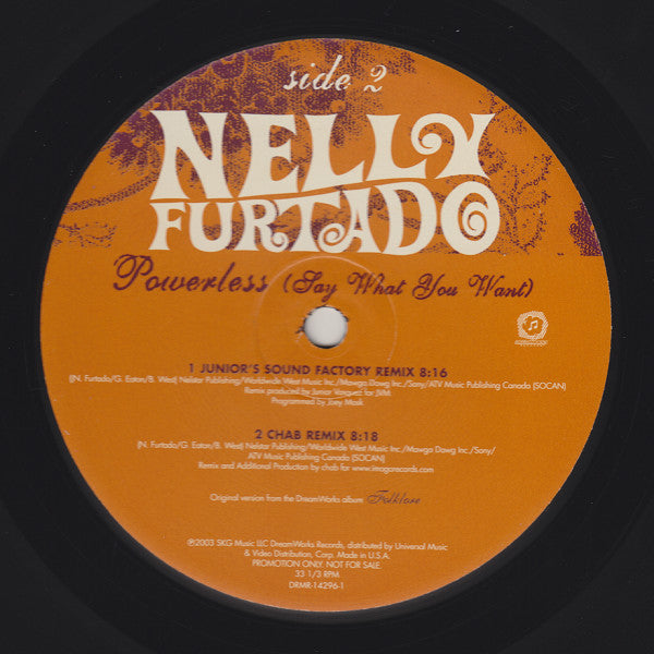 Nelly Furtado : Powerless (Say What You Want) (12", Promo)