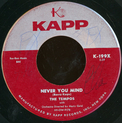 The Tempos : Never You Mind / The Prettiest Girl In School (7", Single)