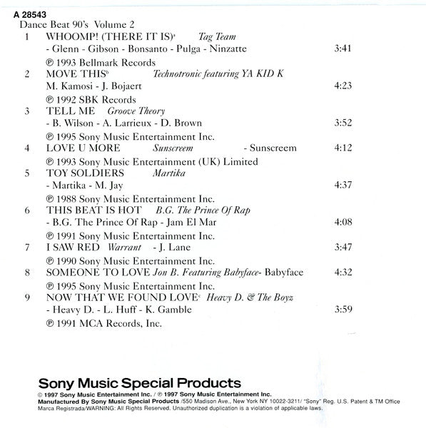 Various : Dance Beat 90’s Volume 2 (CD, Comp)