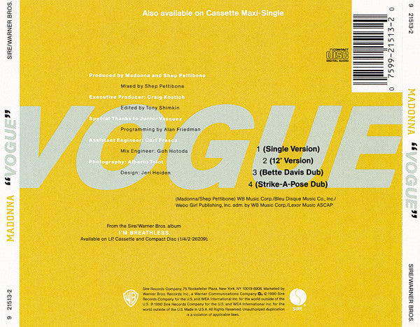 Madonna : Vogue (CD, Maxi)