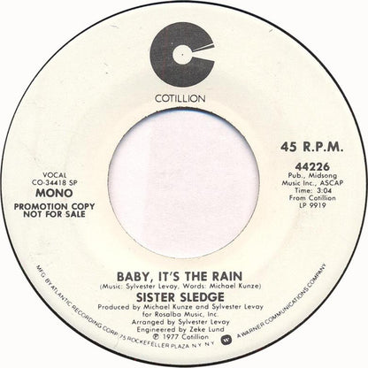 Sister Sledge : Baby, It's The Rain (7", Single, Mono, Promo)