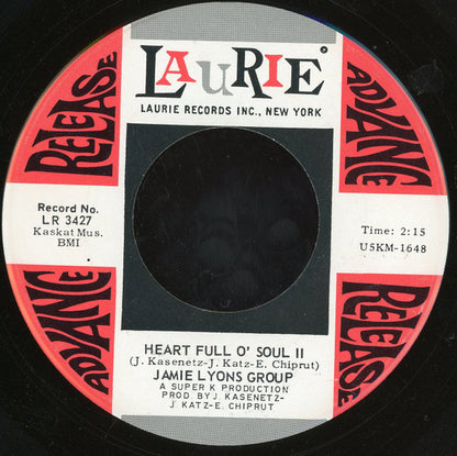 Jamie Lyons Group : Heart Full O' Soul II / Gonna Have A Good Time (7", Advance)