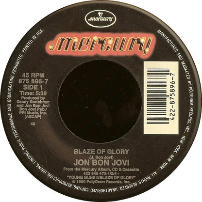 Jon Bon Jovi : Blaze Of Glory (7", Single)