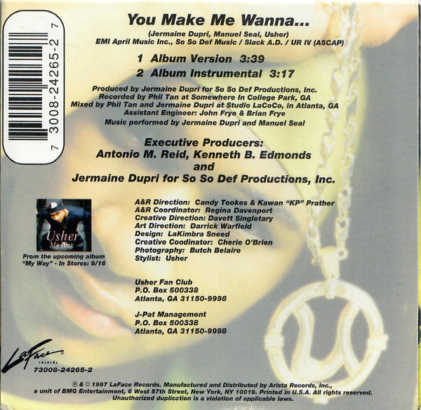 Usher : You Make Me Wanna... (CD, Single, Car)