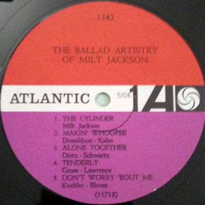 Milt Jackson : The Ballad Artistry Of Milt Jackson (LP, Album, Mono)
