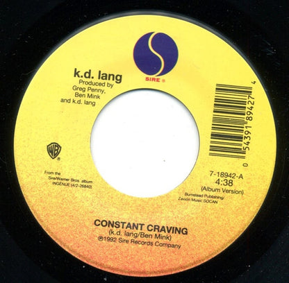 k.d. lang : Constant Craving (7", Single)