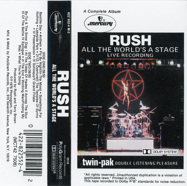 Rush : All The World's A Stage (Cass, Album, RE, 12,)