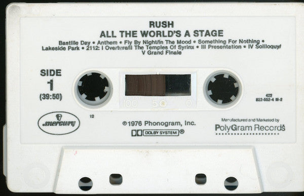 Rush : All The World's A Stage (Cass, Album, RE, 12,)
