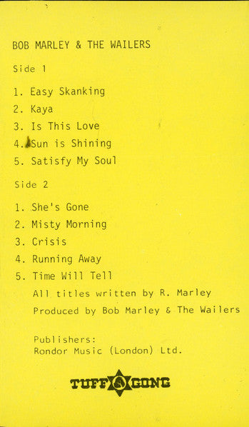 Bob Marley & The Wailers : Kaya (Cass, Album)
