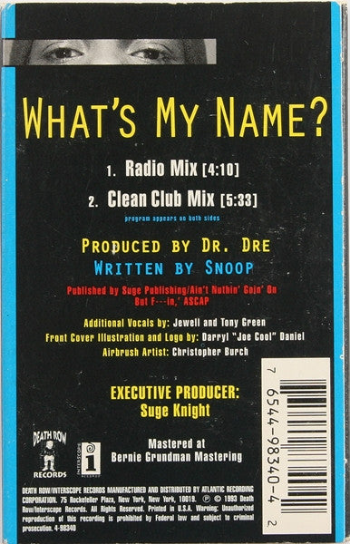 Snoop Dogg : What's My Name? (Cass, Single)
