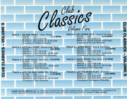 Various : Club Classics Volume 5 (CD, Comp, Promo)
