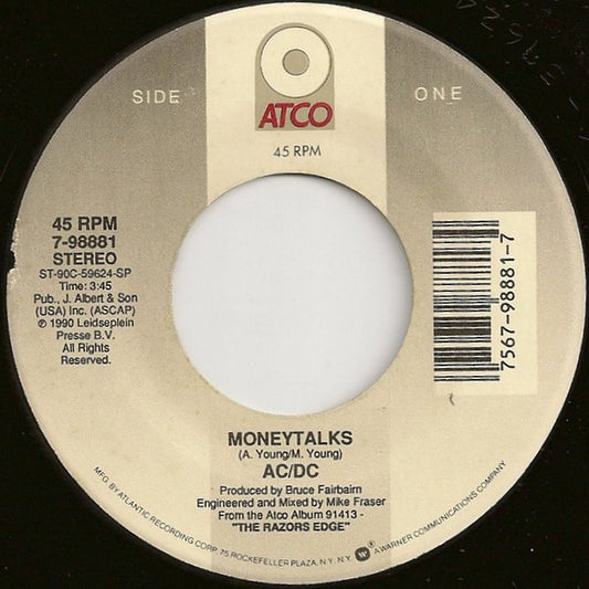 AC/DC : Moneytalks (7", Single, Spe)