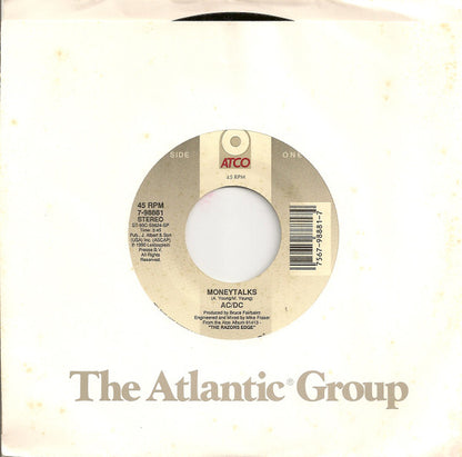 AC/DC : Moneytalks (7", Single, Spe)