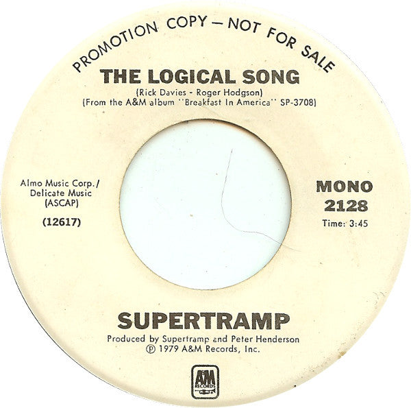 Supertramp : The Logical Song (7", Single, Mono, Promo, San)