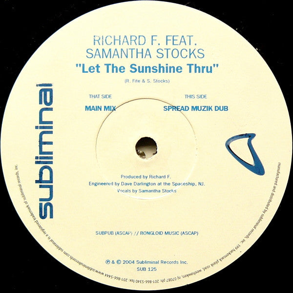 Richard F. Featuring Samantha Stocks : Let The Sunshine Thru (12")