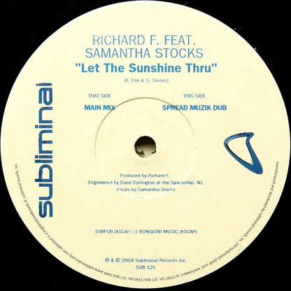 Richard F. Featuring Samantha Stocks : Let The Sunshine Thru (12")