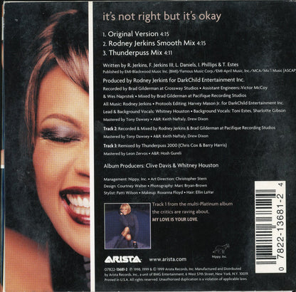Whitney Houston : It's Not Right But It's Okay (CD, Single)